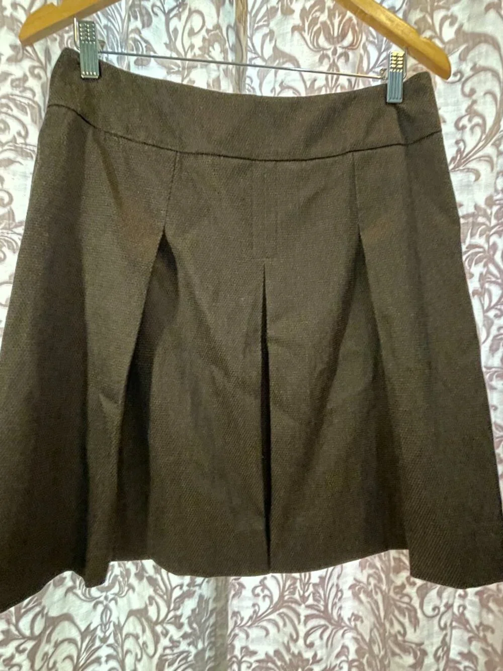 Women's Etcetera Size 8 Brown Side Zip Pleated Fully Lined Mini Skirt